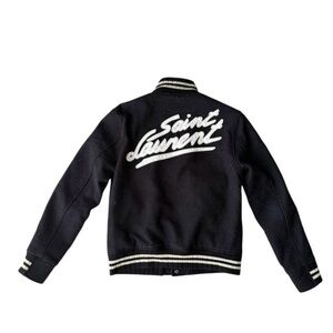 Saint Laurent Black and White Varsity Jacket